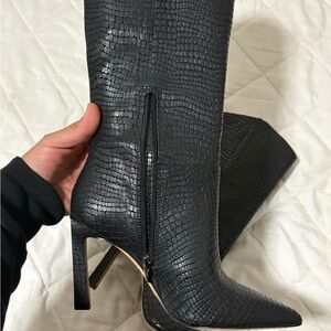 Vince Camuto Black Embossed Heeled Boots